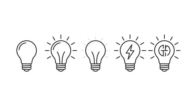 Evolution of light bulb icons showing different stages of idea development