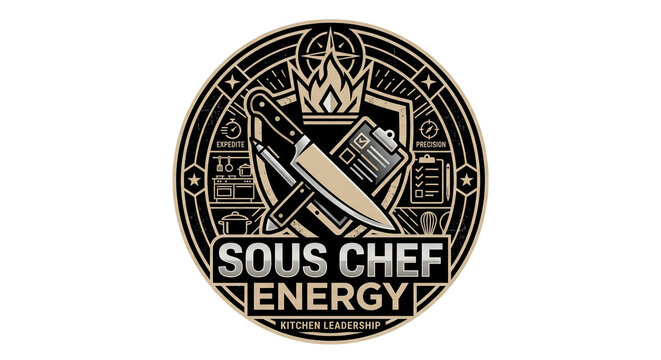 Sous Chef Energy Design, Minimalist sous chef energy quote vector for culinary and kitchen apparel