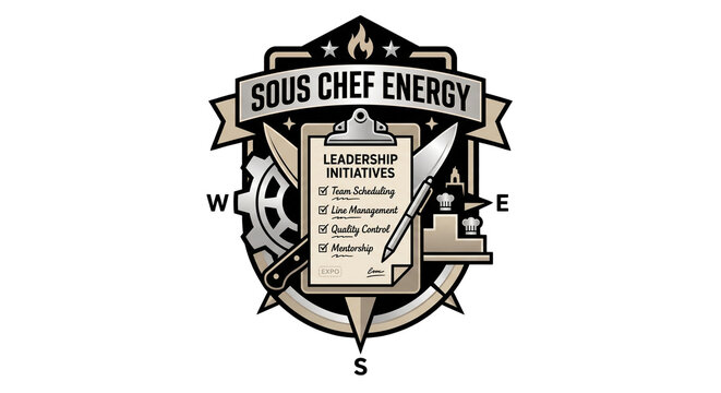 Sous Chef Energy Design, Minimalist sous chef energy quote vector for culinary and kitchen apparel