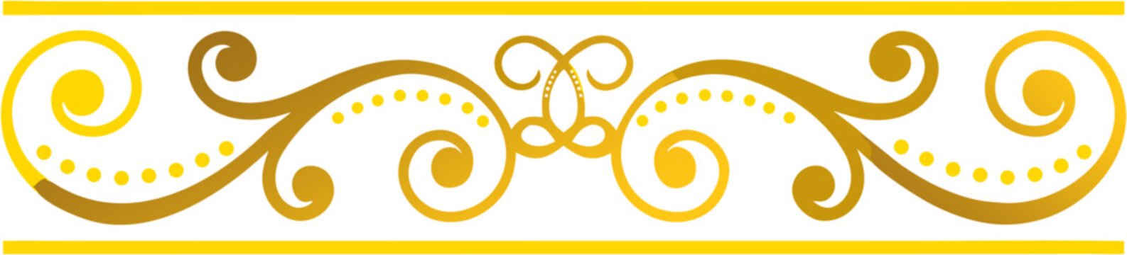 Golden decorative scroll border with dotted lines.


