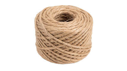 Roll of natural brown jute twine string cord rope spool isolated on transparent background © Olga