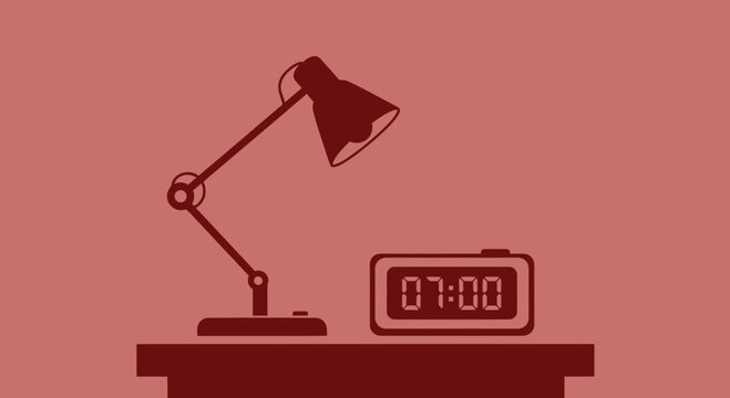Desk lamp and digital alarm clock.
