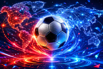 Fototapeta premium Abstract Continental Football Connection Network Background