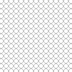 Fence chain wire link pattern. Prison black mesh, fishnet texture. Endless grid background. Rhombus lattice. Basketball hoop net. Pattern for soccer, football, hockey gate © Oleh