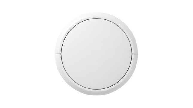 Minimalist white circular button or switch on plain white background.