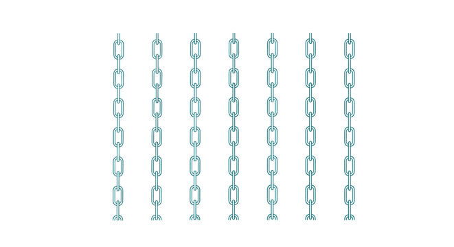 Seamless pattern featuring several vertical rows of metallic chains on a clean white background suitable for industrial or security themes.