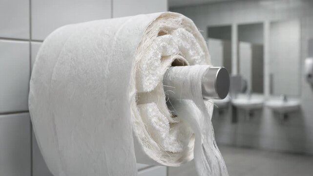 Medium shot emphasizing a jumbo tissue core with enhanced selfdispersing material demonstrating bulk usage and smoother plumbing passage for highdemand bathrooms