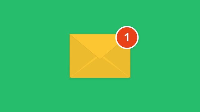Vibrant email envelope graphic featuring a new message alert, symbolizing digital communication and unread inbox notifications