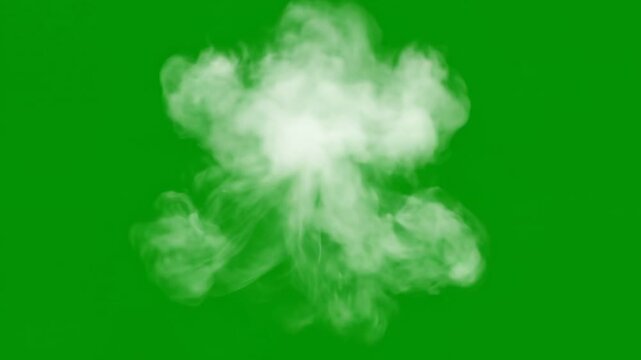 Explosion cloud effect smoke puff fog mist steam white particles explosion blast impact energy abstract motion background green screen alpha channel overlay vfx 4k Video
