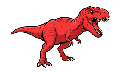 Red cartoon dinosaur standing alone. © Yaskur