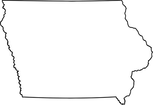 Simple black outline map of the state of iowa in the united states