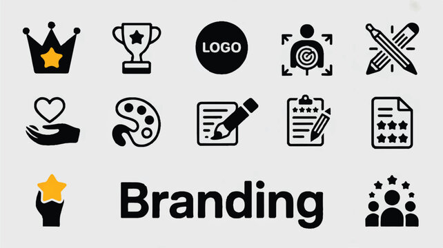 Graphic designer creates branding icons and logos for business