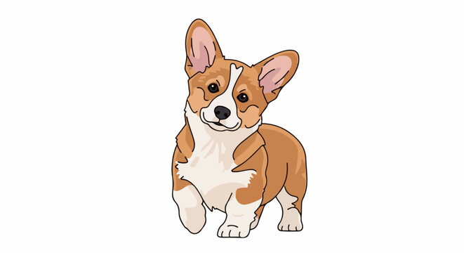 A pixel art corgi with large ears and a smiling face