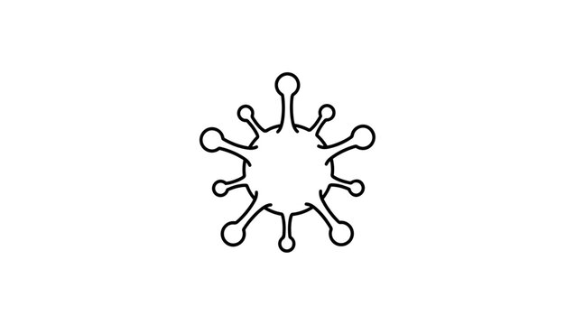 Ebola virus icon, minimal monoline vector design, clean outline, editable stroke, healthcare and medical symbol, black and white, isolated on white background, professional stock vector in black