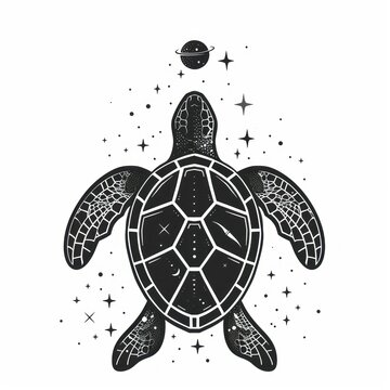 Surreal aesthetic turtle logo tortoise reptile animal.