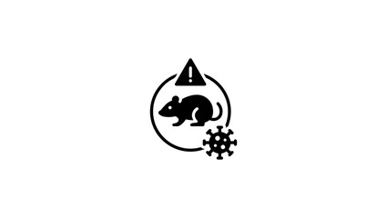 Obraz premium Hantavirus awareness vector icon, flat design, clean medical symbol, infected rodent silhouette, virus particle, healthcare warning sign, editable stroke, monochrome, isolated on white background, SVG