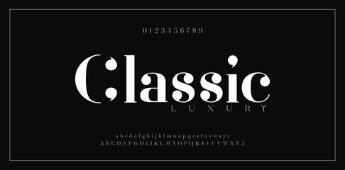 Modern typography fashion elegant classic letters serif italic fonts decorative wedding vintage logos. vector illustration © Moscoo