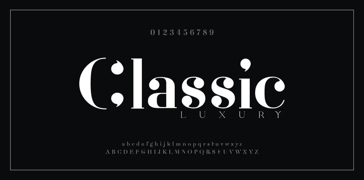 Modern typography fashion elegant classic letters serif italic fonts decorative wedding vintage logos. vector illustration