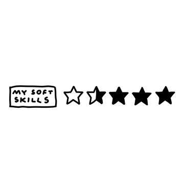 Edgy zero star rating soft skills hand drawn doodle art