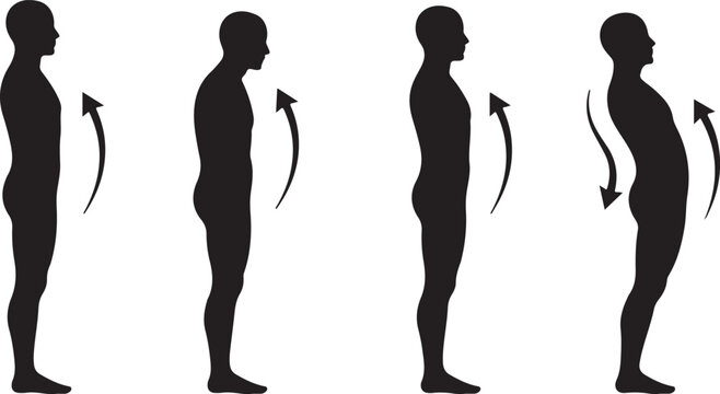 Silhouette figures demonstrating spinal flexibility poses