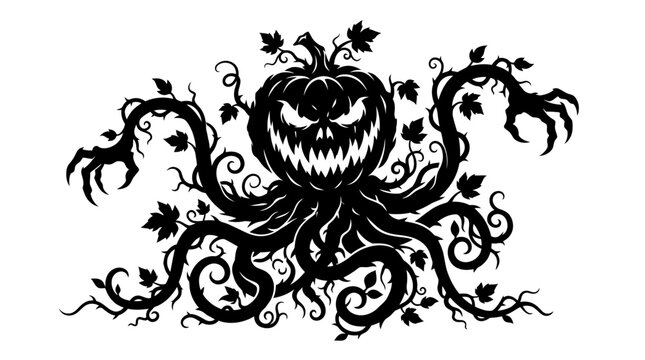 Black jack o lantern with tentacles.