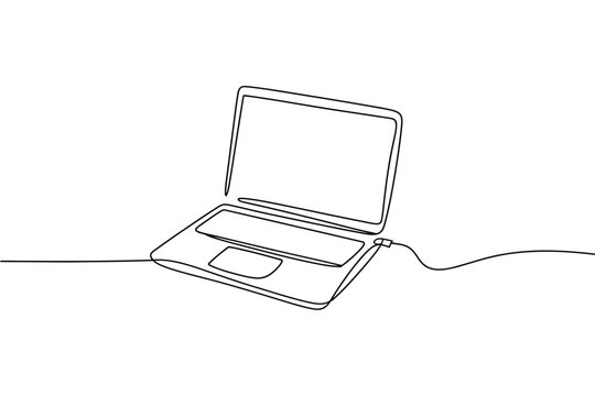 Minimalist laptop drawing with cord connected