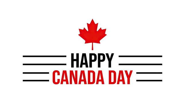 Happy canada day graphic with maple leaf patriotic holiday celebration design