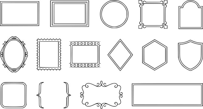 Set of assorted decorative frames and geometric borders for design and text placement