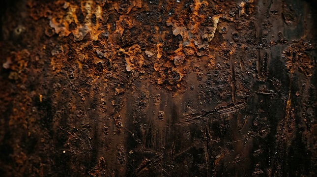 Severely rusted metal surface dark tones