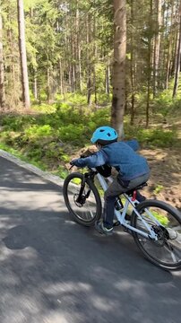 Happy children, boys, riding bikes together in a beautiful czech ruralside summer time, sunny weather