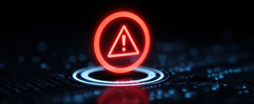 Network protection alert showing digital warnings threat detection data security and risk management.