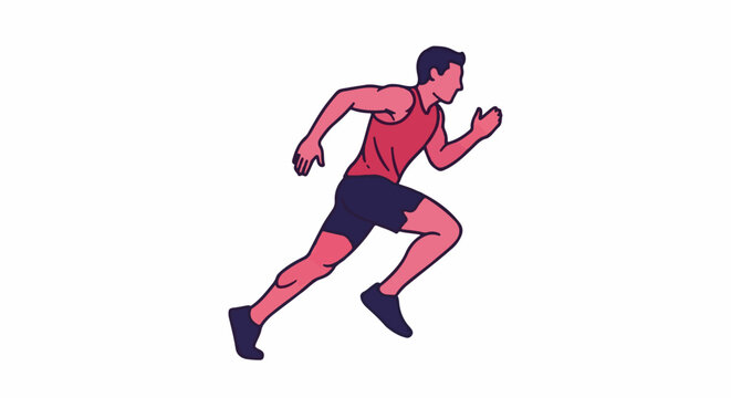 Stylized runner in motion with pink and dark blue colors