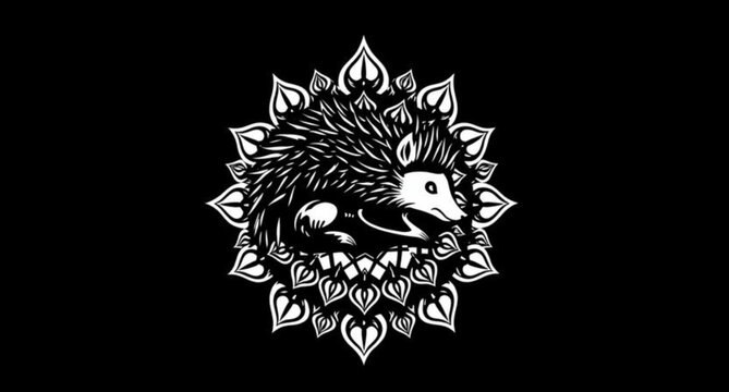 Tribal lion and wolf head tattoo design with a skull illustration and evil gothic warrior elements