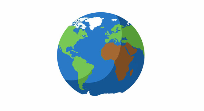 Stylized planet Earth with continents of green and brown