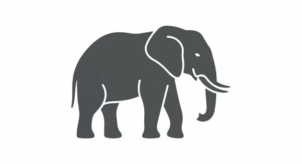 Obraz premium Stylized grey elephant with white outline on a white background