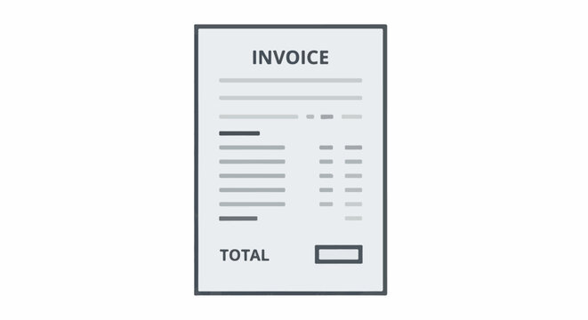 Stylized grey invoice paper with text and lines representing itemized charges