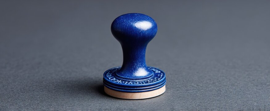 Compact closed blue ink stamp with a sleek design and vivid color.