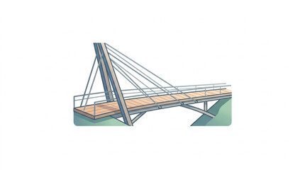 Fototapeta premium Modern Suspension Bridge Structure Crossing Waterway.