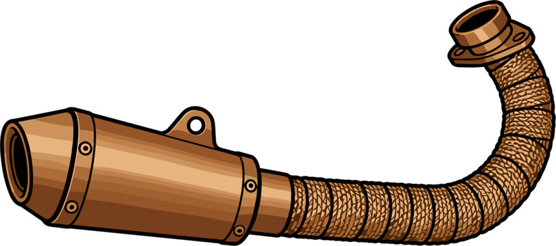 Isolated exhaust pipe for motorcycle or off-road vehicle, metal component with heat wrap detail