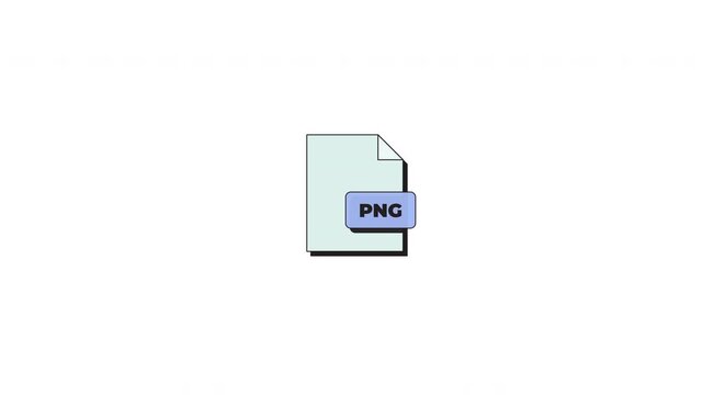 PNG image file extension neubrutalism UI element animation. Web-ready image asset format type. Animated flat user interface component for web and app design. Neo memphis motion graphic