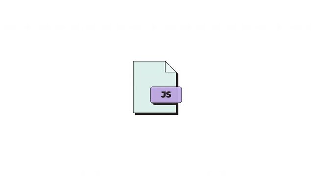 JS script file format neubrutalism UI element animation. Frontend development. Extension type. Animated flat user interface component for web and app design. Neo memphis motion graphic