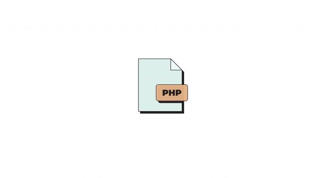 PHP script file format neubrutalism UI element animation. Backend development. Document extension. Animated flat user interface component for web and app design. Neo memphis motion graphic