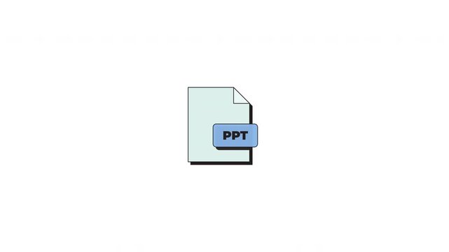 PPT presentation file format neubrutalism UI element animation. Business report document extension. Animated flat user interface component for web and app design. Neo memphis motion graphic