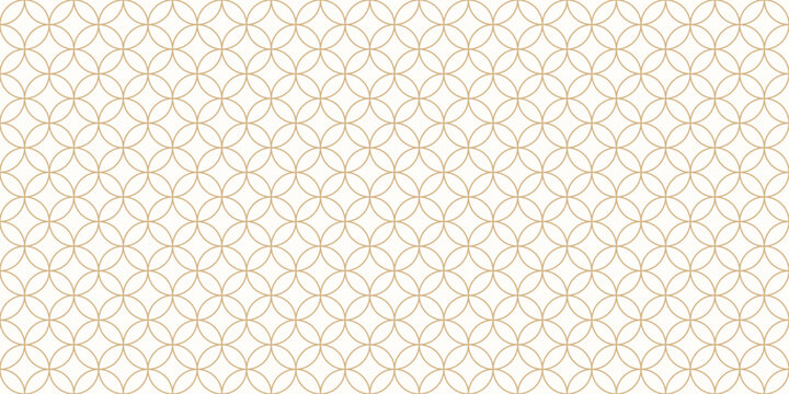 Traditional Japanese Golden Shippo Seamless Pattern. Seven Treasures background. Asian repeat decorative wallpaper. Vector illustration art