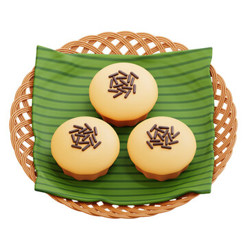 kue cubit indonesian cake 3d icon illustration