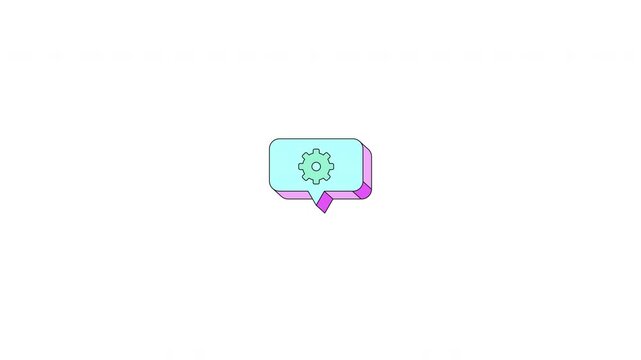 Settings configuration popup alert bubble neubrutalism UI element animation. Software customization. Animated flat user interface component for web and app design. Neo memphis motion graphic