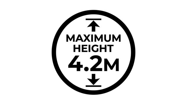 Maximum Height 4.2m Sign, Circular Warning Icon, Black and White, Vector Graphic