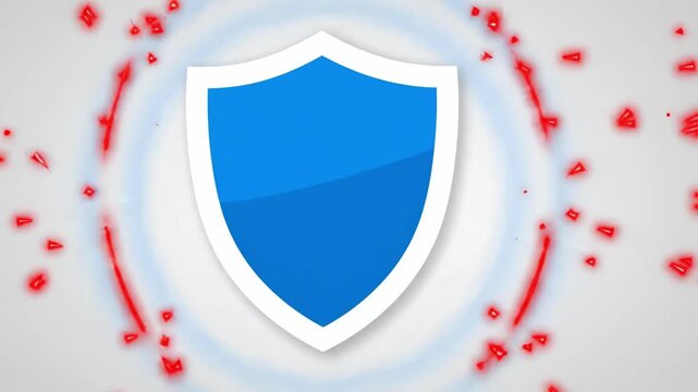 Blue shield deflecting red laser beams