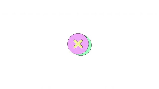 Close action button neubrutalism UI element animation. Cross icon. Cancel and remove control. Animated flat user interface component for web and app design. Neo memphis motion graphic