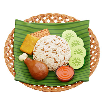 nasi tutug oncom indonesian rice dish 3d icon illustration